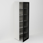 Vysoká skříňka s dvířkem z ALU rámečku (v. 160cm)