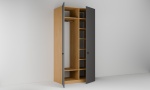 Vysoká skříň se dvěma dvířky, šatní tyčí a policemi