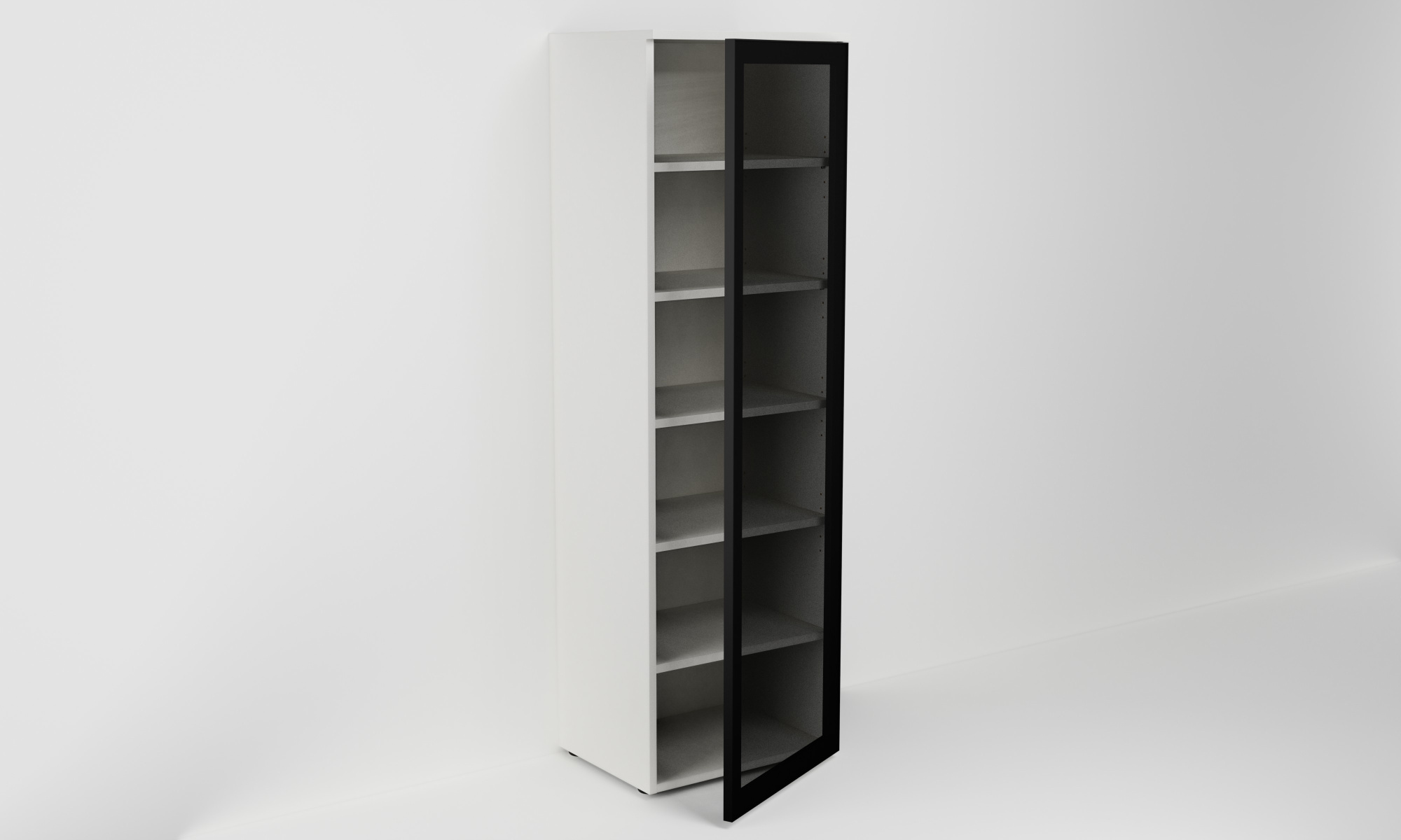 Vysoká skříňka s dvířkem z ALU rámečku (v. 160cm)